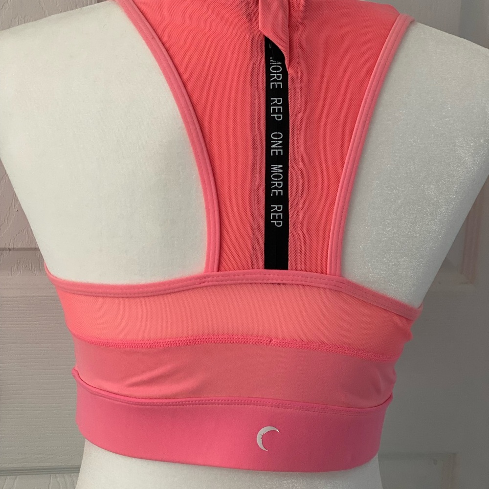 Zyia Hot Pink Coral High Neck Zip Back All-Star Women's Sports Bra Size Large - Picture 2 of 7